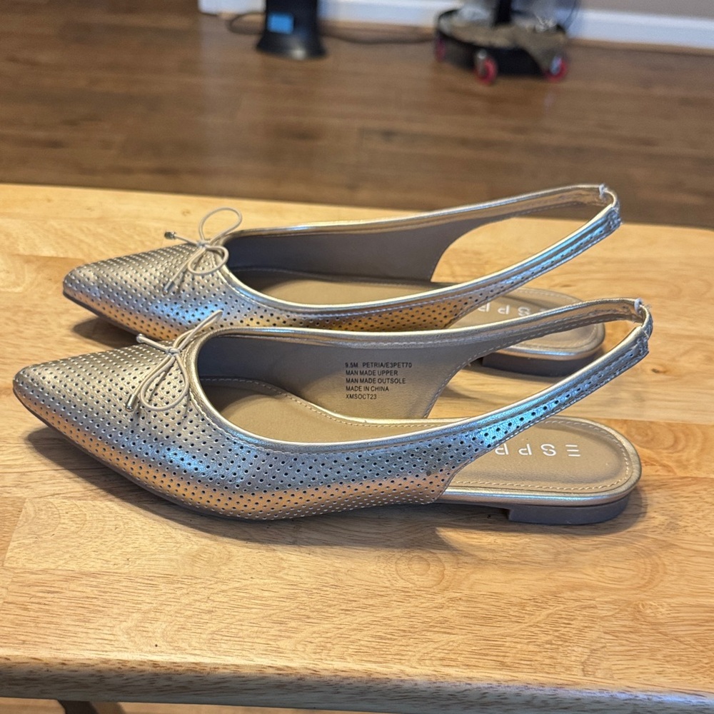 Esprit Metallic Gold Slingback Flats - Picture 2 of 3